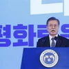 Tổng thống Hàn Quốc Moon Jae-in phát biểu trong cuộc gặp các lãnh đạo doanh nghiệp Hàn Quốc tại Seoul ngày 2/1/2019. (Ảnh: Yonhap/TTXVN)