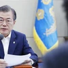 Tổng thống Hàn Quốc Moon Jae-in chủ trì một cuộc họp Hội đồng An ninh quốc gia tại Seoul. (Ảnh: Yonhap/TTXVN)