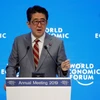 Thủ tướng Nhật Bản Shinzo Abe phát biểu trong khuôn khổ Diễn đàn Kinh tế Thế giới (WEF) ngày 23/1. (Nguồn: Reuters)