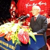 Tổng Bí thư, Chủ tịch nước Nguyễn Phú Trọng phát biểu chúc mừng bà con kiều bào. (Ảnh: Trí Dũng/TTXVN)