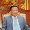 Đại sứ Việt Nam tại Lào Nguyễn Bá Hùng trả lời phỏng vấn. (Ảnh: Xuân Tú-Thu Phương/TTXVN)