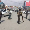 Lực lượng an ninh Afghanistan gác tại hiện trường một vụ nổ ở Kabul ngày 9/3/2019. (Ảnh: AFP/TTXVN)