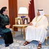 Chủ tịch Quốc hội Nguyễn Thị Kim Ngân hội kiến Thủ tướng Qatar Abdullah bin Nasser bin Khalifa Al Thani. (Ảnh: Trọng Đức/TTXVN)