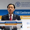 Tổng Giám đốc FAO Khuất Đông Ngọc phát biểu tại cuộc họp của FAO ở Rome, Italy. (Ảnh: AFP/TTXVN)