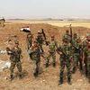 Quân đội Syria được triển khai tại khu vực biên giới với Thổ Nhĩ Kỳ ở ngoại ô thành phố Qamishli, tỉnh al-Hasakah, ngày 28/10/2019. (Ảnh: THX/TTXVN)