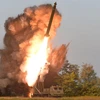 (Ảnh do Hãng Thông tấn Trung ương Triều Tiên phát tháng ngày 11/0/2019): Một vụ thử tên lửa tại địa điểm không xác định ở Triều Tiên ngày 10/9/2019. (Ảnh: AFP/TTXVN)