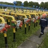 Công nhân làm việc tại cơ sở dự trữ khí đốt Dashava ở gần Striy, ngoại ô Lviv, Ukraine. (Ảnh: AFP/TTXVN)