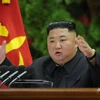 Nhà lãnh đạo Triều Tiên Kim Jong-un phát biểu tại cuộc họp của Ủy ban trung ương đảng Lao động Triều Tiên diễn ra ở Bình Nhưỡng ngày 28/12/2019. (Ảnh: AFP/TTXVN)