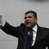 Ông Luis Parra phát biểu sau khi tuyên thệ nhậm chức Chủ tịch Quốc hội Venezuela, Caracas, ngày 5/1/2020. (Ảnh: AFP/ TTXVN)