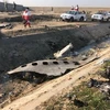 Lực lượng chức năng làm nhiệm vụ tại hiện trường máy bay Boeing 737-800 của Hãng hàng không quốc tế Ukraine rơi gần sân bay Imam Khomeini ở Tehran, Iran ngày 8/1/2020. (Ảnh: IRNA/TTXVN)