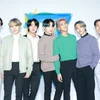 Các thành viên nhóm nhạc BTS trong buổi giới thiệu album "Map of the soul: 7" tại Seoul, Hàn Quốc, ngày 24/2/2020. (Ảnh: Yonhap/TTXVN)
