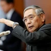 Thống đốc Ngân hàng Trung ương Nhật Bản (BoJ) Haruhiko Kuroda phát biểu trong một cuộc họp báo tại thủ đô Tokyo. (Ảnh: AFP/TTXVN)
