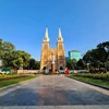 Nhà thờ Đức Bà tại Thành phố Hồ Chí Minh sáng 25/3/2020 (Ảnh: Ngô Trần Hải An/Vietnam+)