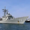 Tàu hải quân Hoàng gia Australia HMAS Newcastle cập cảnh Cam Ranh, Việt Nam năm 2019. (Ảnh: Tiên Minh/TTXVN)