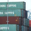 Container hàng Trung Quốc chờ bốc dỡ tại cảng Los Angeles, bang California (Mỹ). (Ảnh: AFP/TTXVN)