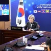 Ngoại trưởng Hàn Quốc phát biểu. (Ảnh: Bộ Ngoại giao Hàn Quốc/TTXVN phát)