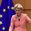 Chủ tịch EC Ursula von der Leye phát biểu tại phiên họp toàn thể Nghị viện châu Âu (EP) ở Brussels, Bỉ. (Ảnh: AFP/TTXVN)