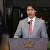Thủ tướng Canada Justin Trudeau phát biểu tại cuộc họp báo ở Ottawa. (Ảnh: AFP/TTXVN|)