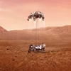 Hình ảnh mô phỏng tàu thăm dò Perseverance đáp thành công xuống bề mặt sao Hỏa. (Ảnh: THX/TTXVN)