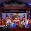 Một tiết mục hát văn của Trung tâm văn hóa Vĩnh Phúc tại Liên hoan hát Văn, hát Chầu Văn toàn quốc năm 2021. (Ảnh: Hoàng Hùng/TTXVN)