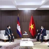 Thủ tướng Phạm Minh Chính hội kiến Thủ tướng Campuchia Samdech Techo Hun Sen. (Ảnh: Dương Giang/TTXVN)
