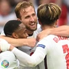 Các cầu thủ Anh mừng chiến thắng sau trận gặp Đức ở vòng 16 đội, Vòng chung kết EURO 2020, trên sân vận động Wembley ở London, Anh, ngày 29/6. (Ảnh: AFP/TTXVN)