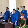 Các bị cáo Trương Châu Hữu Danh, Nguyễn Phước Trung Bảo, Đoàn Kiên Giang, Nguyễn Thanh Nhã tại phiên xét xử. (Ảnh: TTXVN phát)