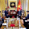 Chủ tịch Quốc hội Vương Đình Huệ phát biểu tại diễn đàn Doanh nghiệp Việt Nam-Ấn Độ. (Ảnh: Doãn Tấn/TTXVN)