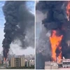 Video tòa nhà chọc trời cháy dữ dội ở Trung Quốc, khói cao hàng km