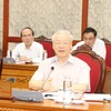 Tổng Bí thư Nguyễn Phú Trọng phát biểu kết luận cuộc họp. (Ảnh: Trí Dũng/TTXVN)