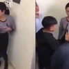 Nhóm học sinh Trường Trung học Cơ sở Văn Phú có hành vi ngỗ ngược đối với giáo viên. (Ảnh cắt từ clip)