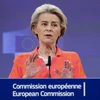 Chủ tịch Ủy ban châu Âu Ursula von der Leyen phát biểu tại cuộc họp báo ở Brussels, Bỉ. (Ảnh: AFP/TTXVN)