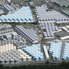 Các bể chứa nước thải tại Nhà máy điện hạt nhân Fukushima, Nhật Bản ngày 22/8/2023. (Ảnh: Kyodo/TTXVN)