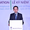 Thứ trưởng Bộ Ngoại giao Đỗ Hùng Việt phát biểu chào mừng “Lễ kỷ niệm Ngày Quốc tế Pháp ngữ 20/3”. (Ảnh: Thu Phương/TTXVN)