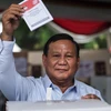 Ông Prabowo Subianto tại điểm bỏ phiếu ở Bogor ngày 14/2/2024. (Ảnh: AFP/TTXVN)