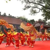 Màn múa rồng tại lễ hội Thành Bản Phủ năm 2024. (Ảnh: Trung Kiên/TTXVN)