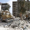 Hiện trường đổ nát sau vụ tấn công tòa nhà lãnh sự quán Iran ở Damascus, Syria ngày 2/4. (Ảnh: THX/TTXVN)