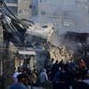 Hiện trường đổ nát sau vụ tấn công tòa nhà lãnh sự quán Iran ở Damascus, Syria ngày 1/4. (Ảnh: THX/TTXVN)