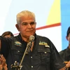 Ông Jose Raul Mulino phát biểu trước những người ủng hộ sau khi giành chiến thắng trong cuộc bầu cử Tổng thống Panama tại Panama City ngày 5/5. (Ảnh: AFP/TTXVN)