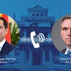 Bộ trưởng Bộ Ngoại giao Bùi Thanh Sơn điện đàm với Thượng Nghị sỹ Jeff Merkley, Chủ tịch Tiểu ban Nội vụ, Môi trường và các cơ quan liên quan thuộc Ủy ban Chuẩn chi Thượng viện Hoa Kỳ. (Ảnh: TTXVN phát)