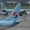 Máy bay của hãng hàng không Korean Air tại sân bay Gimpo ở Seoul, Hàn Quốc. (Ảnh: AFP/TTXVN)