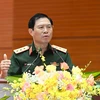 Thượng tướng Nguyễn Tân Cương phát biểu kết luận hội nghị. (Ảnh: Báo Quân đội Nhân dân)