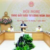 Thủ tướng Phạm Minh Chính chủ trì Hội nghị thúc đẩy đầu tư công năm 2024. (Ảnh: Dương Giang/TTXVN)