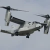 Máy bay vận tải quân sự MV-22 Osprey vận hành gần căn cứ không quân Mỹ ở Futenma, tỉnh Okinawa, Nhật Bản (Ảnh: Kyodo/TTXVN)