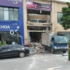 Hiện trường vụ nổ thuộc Tòa nhà City Light nằm cạnh đường Nguyễn Tất Thành, thành phố Vĩnh Yên. (Ảnh: Nguyễn Trọng Lịch/TTXVN)