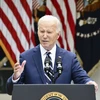Tổng thống Mỹ Joe Biden phát biểu tại Nhà Trắng ở Washington DC.. (Ảnh: Kyodo/TTXVN)