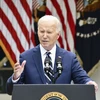 Tổng thống Mỹ Joe Biden phát biểu tại Nhà Trắng, Washington DC.. (Ảnh: Kyodo/TTXVN)