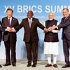 Lãnh đạo các nước thành viên BRICS chụp ảnh chung tại Hội nghị thượng đỉnh ở Johannesburg, Nam Phi ngày 23/8/2023. (Ảnh: Getty Images/TTXVN)