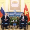 Chủ tịch Quốc hội Trần Thanh Mẫn hội kiến Tổng thống Liên bang Nga Vladimir Putin. (Ảnh: Thống Nhất/TTXVN)