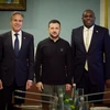 Ngoại trưởng Mỹ Antony Blinken, Tổng thống Ukraine Volodymyr Zelensky và Ngoại trưởng Anh David Lammy tại cuộc gặp ở Kiev ngày 11/9/2024. (Ảnh: AA/TTXVN)